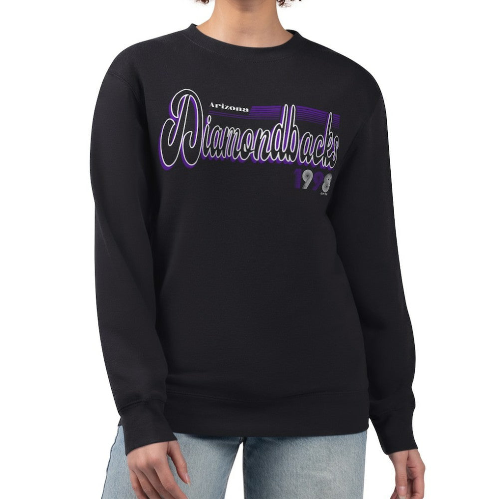 Arizona Diamondbacks Starter Women's Groovy Script Team Fleece Pullover Sweatshirt Black