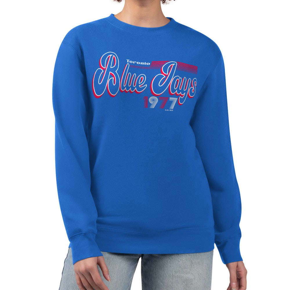 Toronto Blue Jays Starter Women's Groovy Script Team Fleece Pullover Sweatshirt Royal