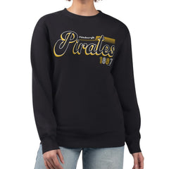 Pittsburgh Pirates Starter Women's Groovy Script Team Fleece Pullover Sweatshirt Black