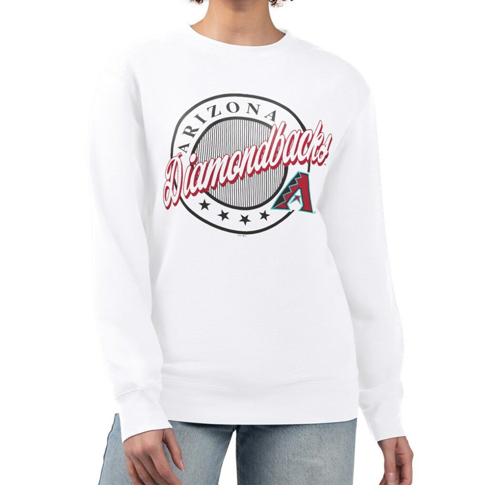 Arizona Diamondbacks G-III 4Her by Carl Banks Women's Pinstripe Circle Team Fleece Pullover Sweatshirt White