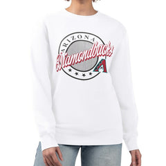 Arizona Diamondbacks G-III 4Her by Carl Banks Women's Pinstripe Circle Team Fleece Pullover Sweatshirt White