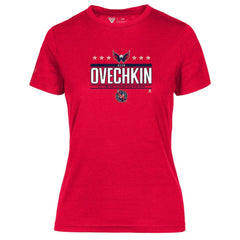 Alexander Ovechkin Washington Capitals Levelwear Women's NHL All-Time Leading Goal Scorer Milestone Stars Name & Number Maddox T-Shirt - Red T-shirts