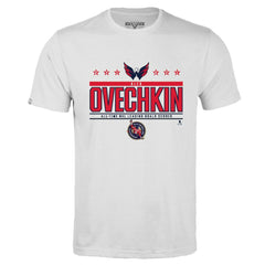 Alexander Ovechkin Washington Capitals Levelwear NHL All-Time Leading Goal Scorer Milestone Stars Name & Number Richmond T-Shirt - White T-shirts