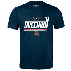 Alexander Ovechkin Washington Capitals Levelwear NHL All-Time Leading Goal Scorer Milestone Name & Number Richmond T-Shirt - Navy T-shirts