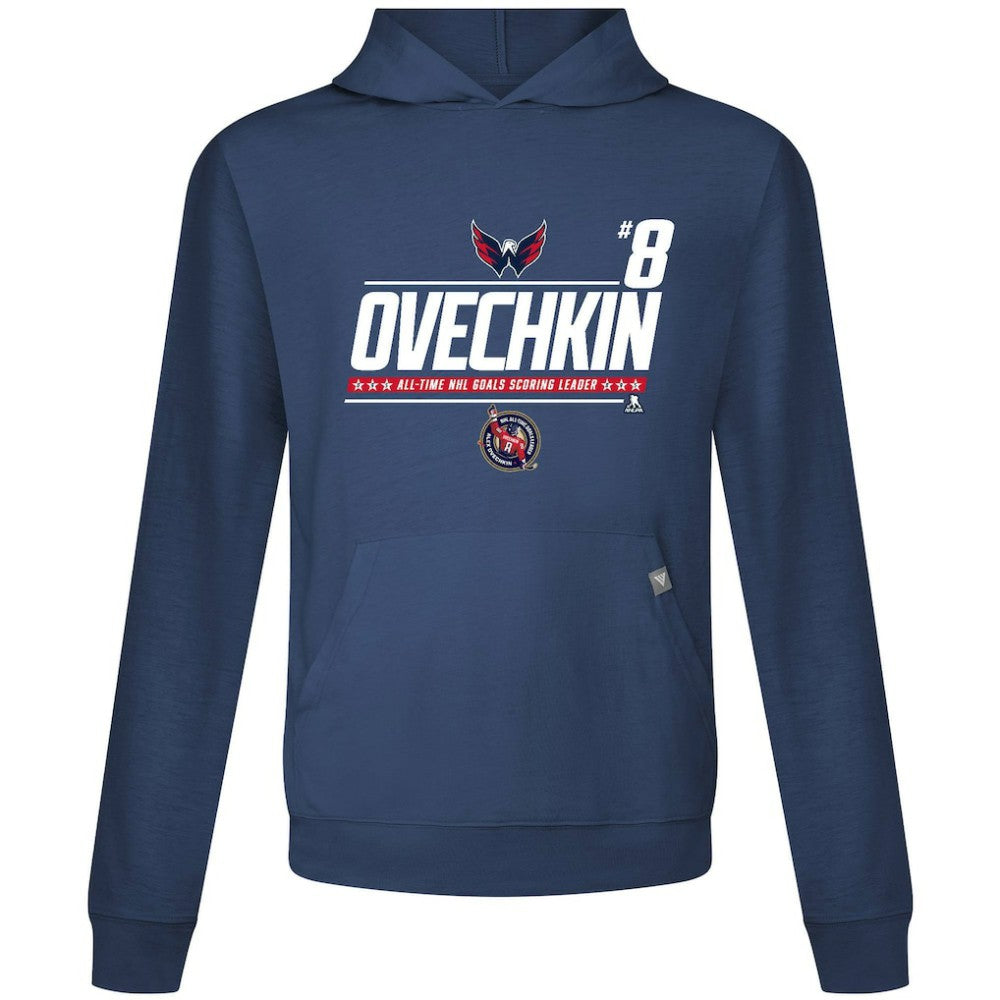 Alexander Ovechkin Washington Capitals Levelwear NHL All-Time Leading Goal Scorer Milestone Name & Number Relay Pullover Hoodie - Navy Hoodies