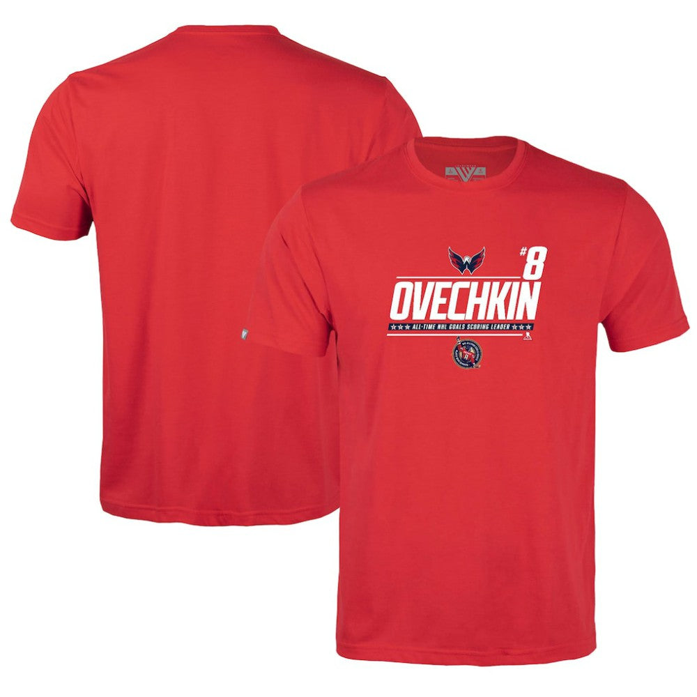Alexander Ovechkin Washington Capitals Levelwear Youth NHL All-Time Leading Goal Scorer Milestone Name & Number Little Richmond T-Shirt - Red T-shirts