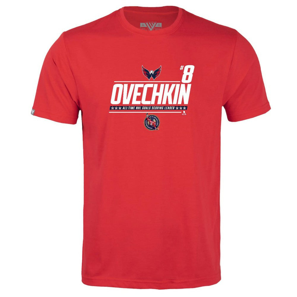 Alexander Ovechkin Washington Capitals Levelwear Youth NHL All-Time Leading Goal Scorer Milestone Name & Number Little Richmond T-Shirt - Red T-shirts