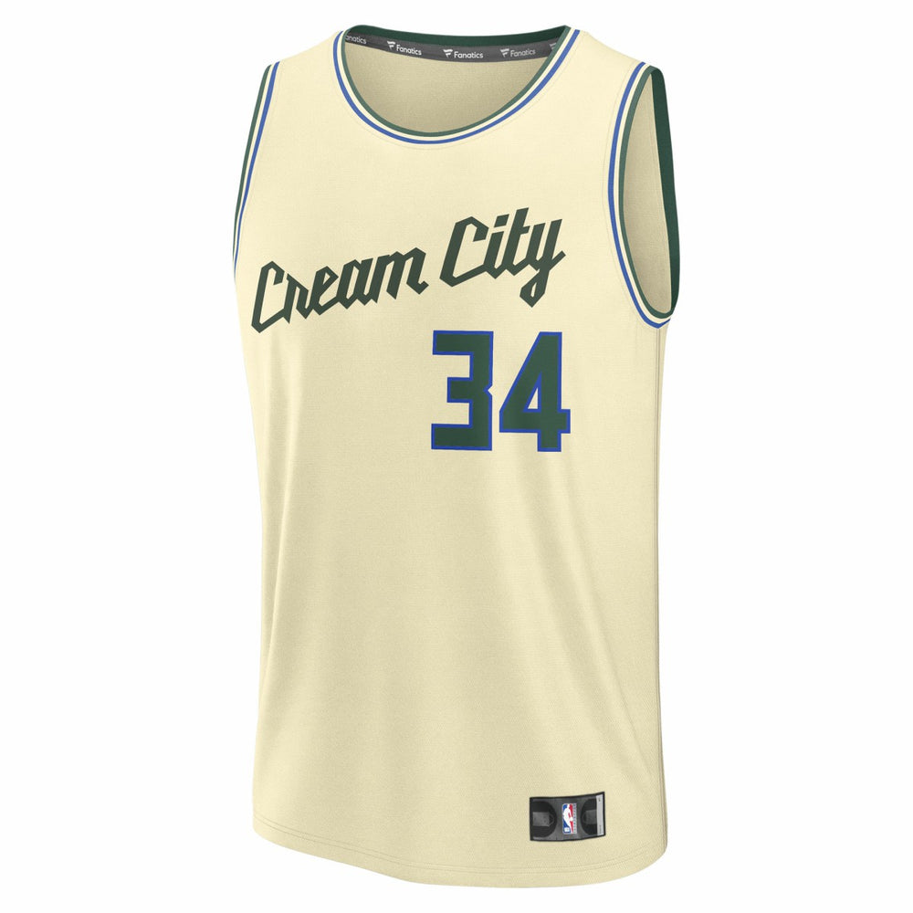Giannis Antetokounmpo Milwaukee Bucks Youth 2025/26 City Edition Fast Break Jersey - Cream cheap
