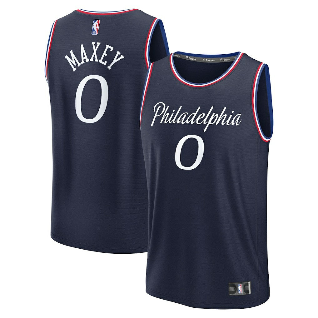 Tyrese Maxey Philadelphia 76ers Youth 2025/26 City Edition Fast Break Jersey - Navy for sale