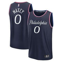Tyrese Maxey Philadelphia 76ers Youth 2025/26 City Edition Fast Break Jersey - Navy for sale