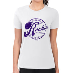 Colorado Rockies G-III 4Her by Carl Banks Women's Super-Slim Fit Lightweight Distressed Baseball Team T-Shirt White