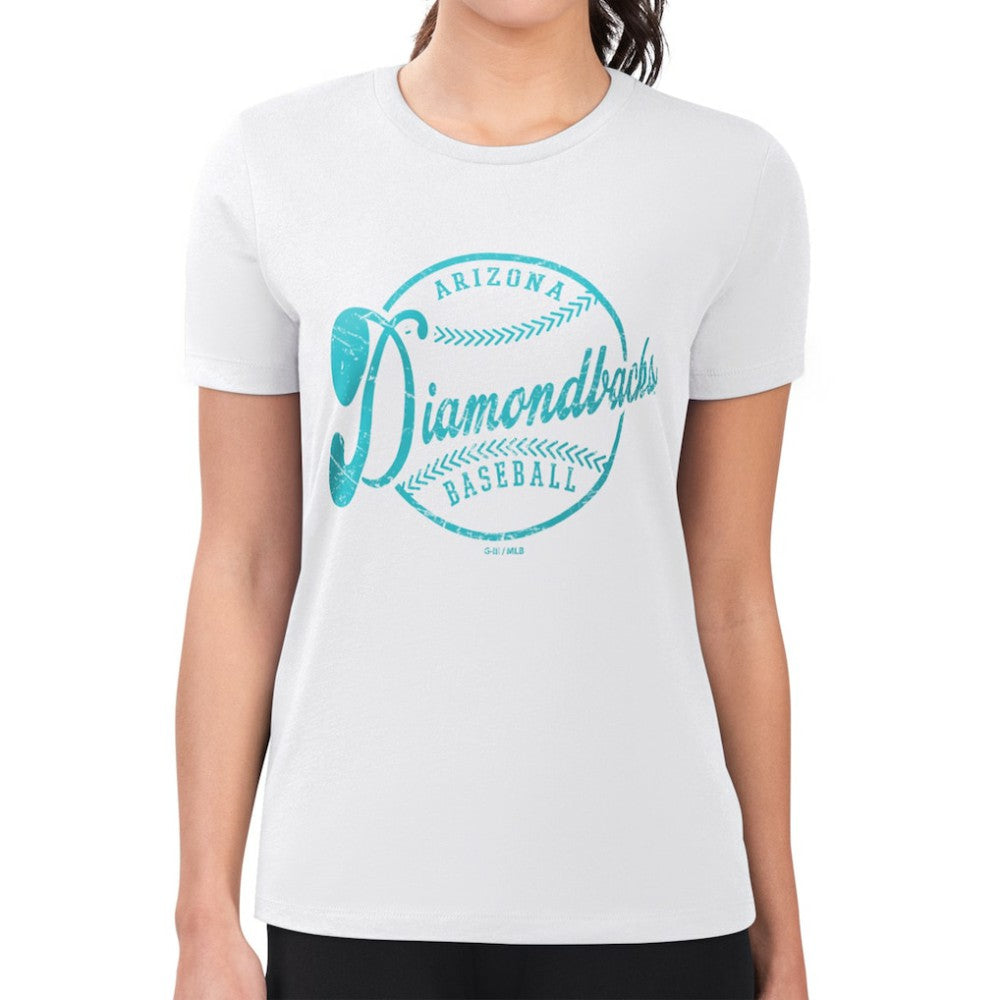 Arizona Diamondbacks G-III 4Her by Carl Banks Women's Super-Slim Fit Lightweight Distressed Baseball Team T-Shirt White