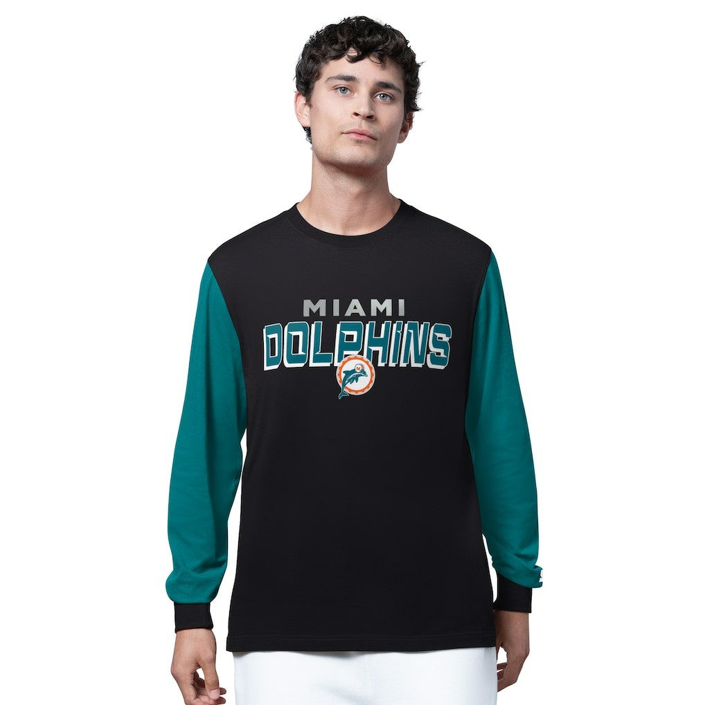 Miami Dolphins Starter Thursday Night Gridiron Long Sleeve T-Shirt - Black/Aqua for sale