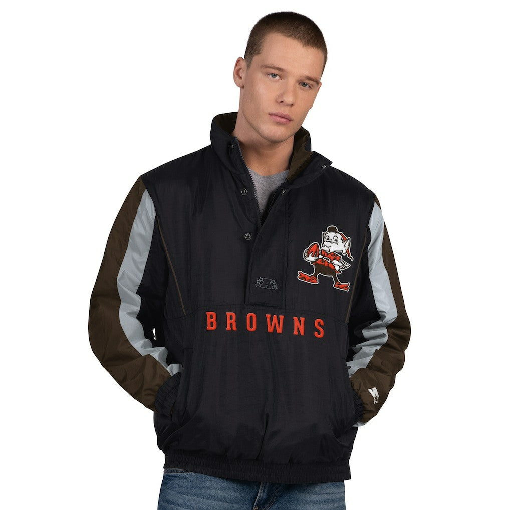 Cleveland Browns Starter Thursday Night Gridiron Vintage Logo Half-Zip Jacket - Black for sale