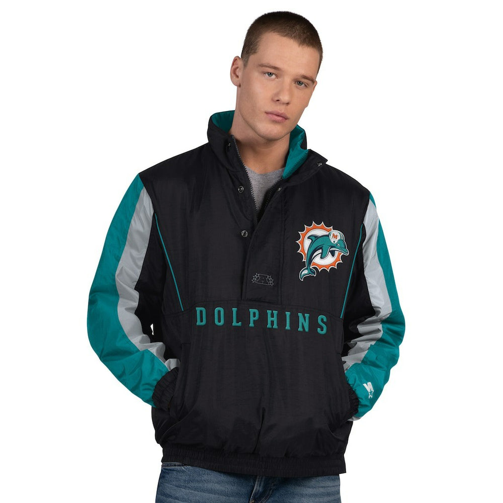 Miami Dolphins Starter Thursday Night Gridiron Vintage Logo Half-Zip Jacket - Black for sale