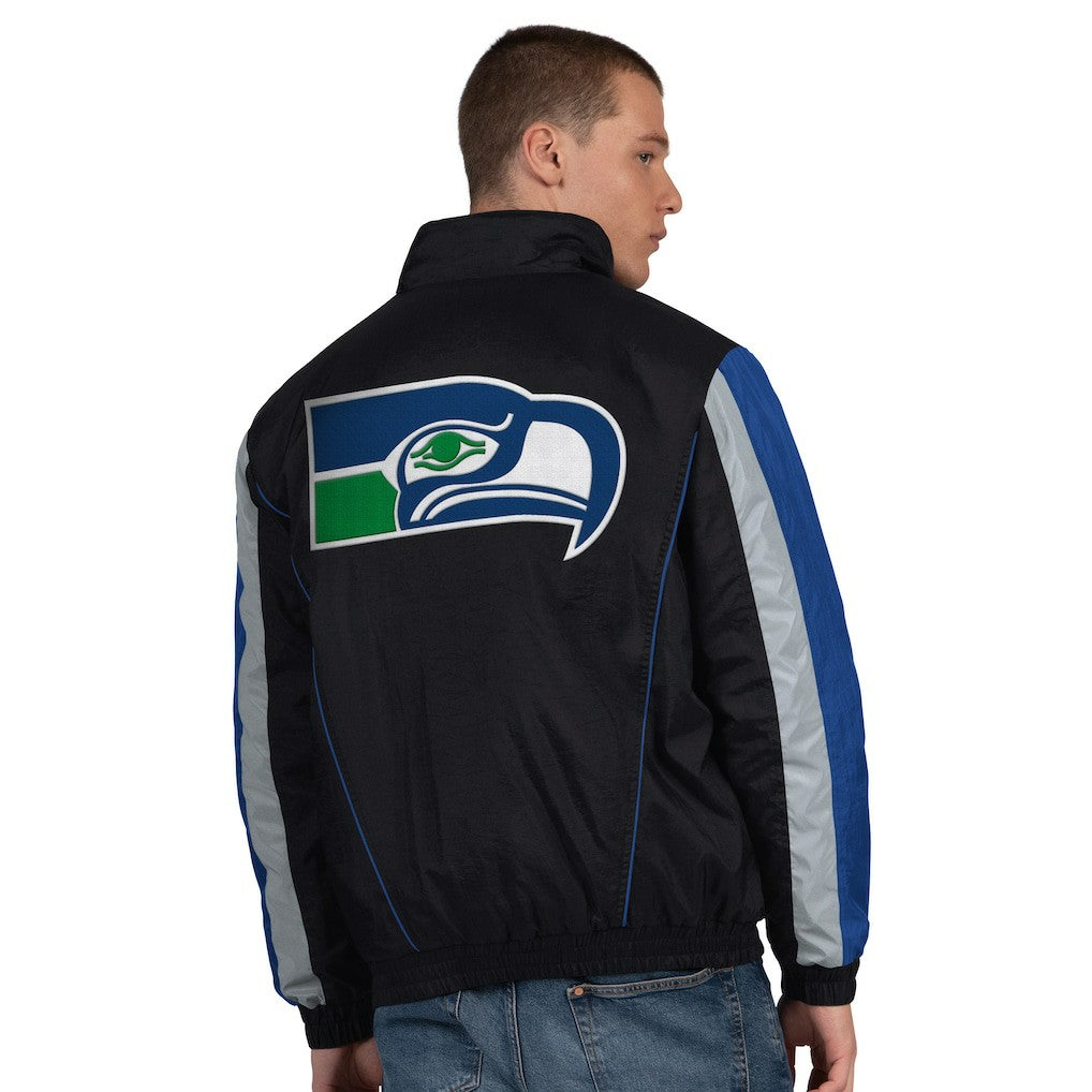 Seattle Seahawks Starter Thursday Night Gridiron Vintage Logo Half-Zip Jacket - Black discount