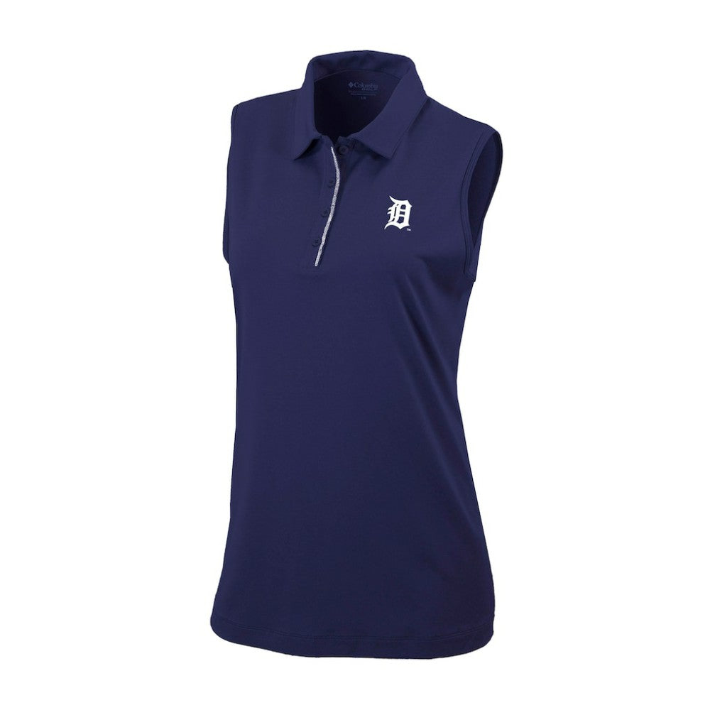 Detroit Tigers Women's Tend The Ball Sleeveless Polo Navy