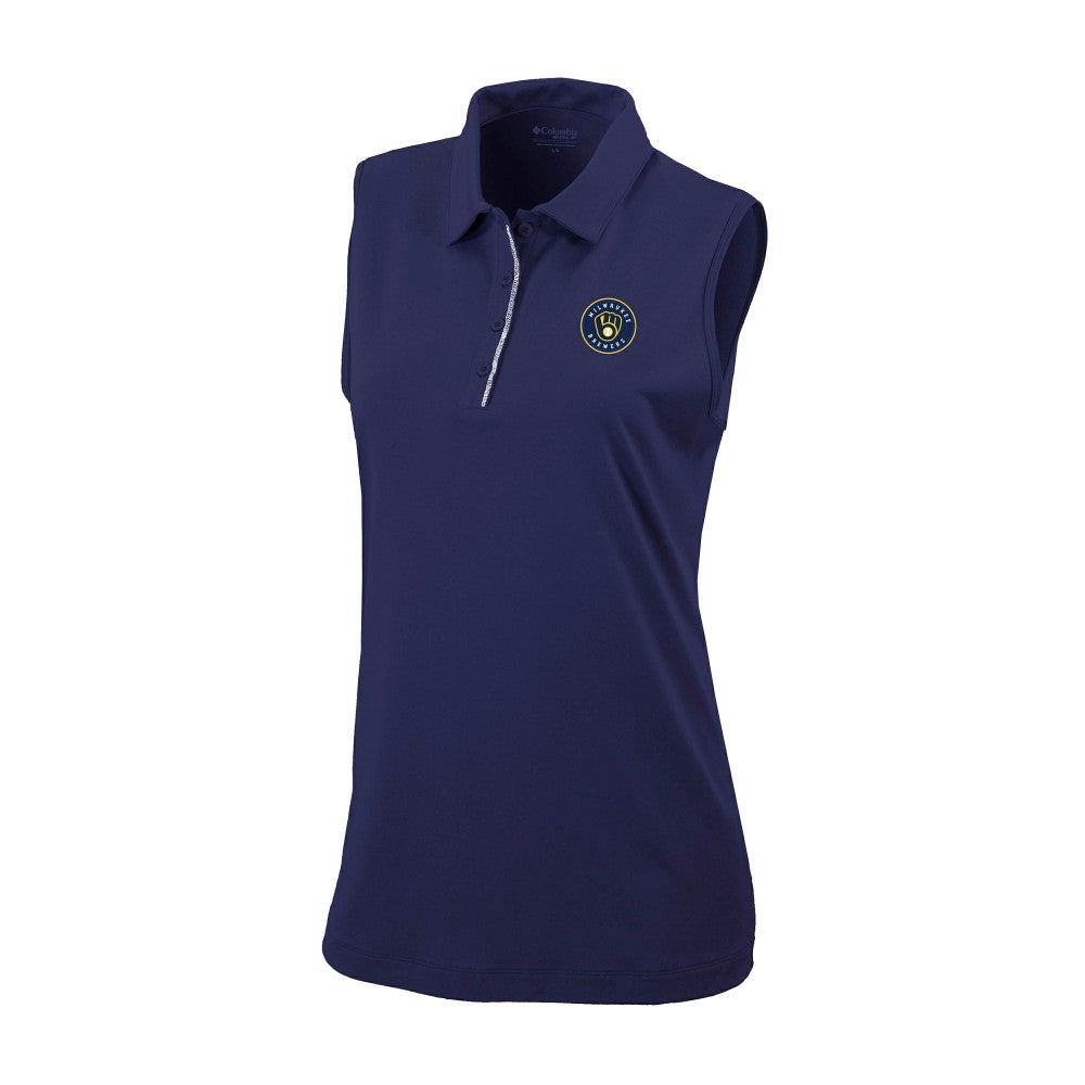 Milwaukee Brewers Women's Tend The Ball Sleeveless Polo Navy