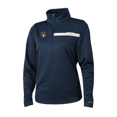 Milwaukee Brewers Women's Skiff Guide Fleece Half-Zip Pullover Jacket Navy