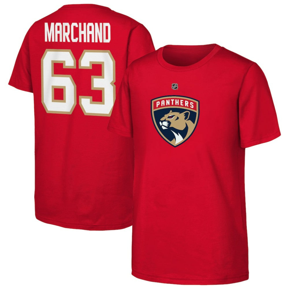 Brad Marchand Florida Panthers Youth Player Name & Number T-Shirt - Red T-shirts