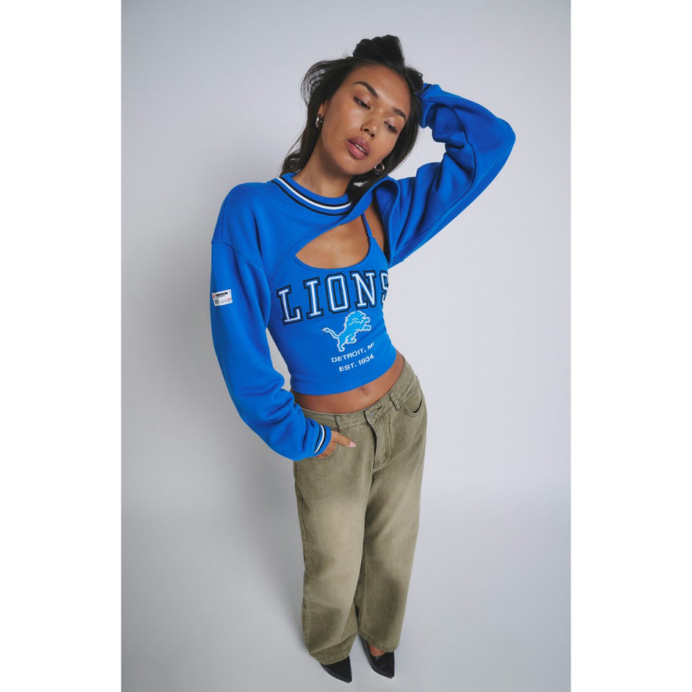 Detroit Lions Off Season Women's Fleece Shrug Cami - Blue outlet