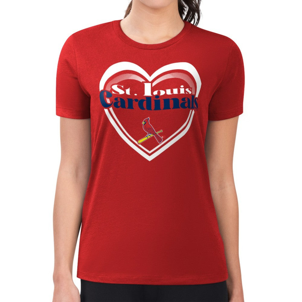 St. Louis Cardinals G-III 4Her by Carl Banks Women's Super-Slim Fit Lightweight Double Heart T-Shirt Red