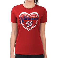 Washington Nationals G-III 4Her by Carl Banks Women's Super-Slim Fit Lightweight Double Heart T-Shirt Red