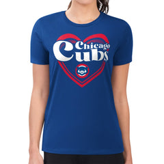 Chicago Cubs G-III 4Her by Carl Banks Women's Super-Slim Fit Lightweight Double Heart T-Shirt Royal