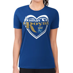 Kansas City Royals G-III 4Her by Carl Banks Women's Super-Slim Fit Lightweight Double Heart T-Shirt Royal