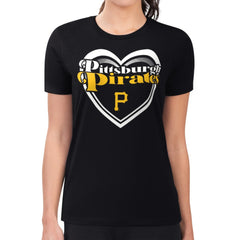 Pittsburgh Pirates G-III 4Her by Carl Banks Women's Super-Slim Fit Lightweight Double Heart T-Shirt Black