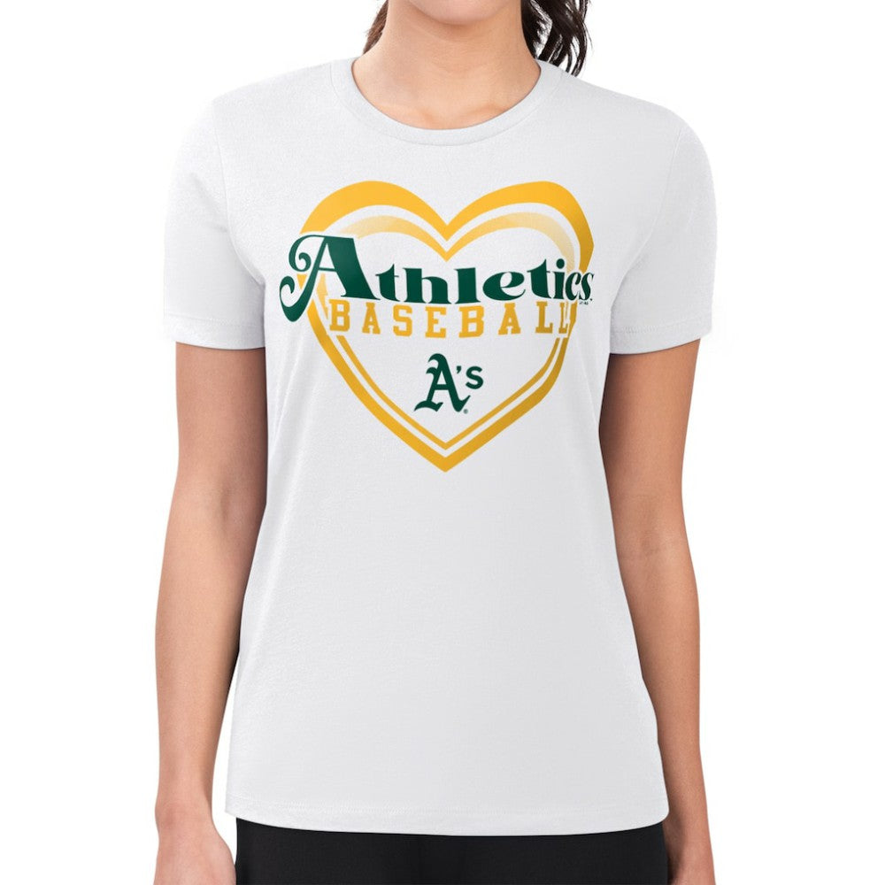 Athletics G-III 4Her by Carl Banks Women's Super-Slim Fit Lightweight Double Heart T-Shirt White