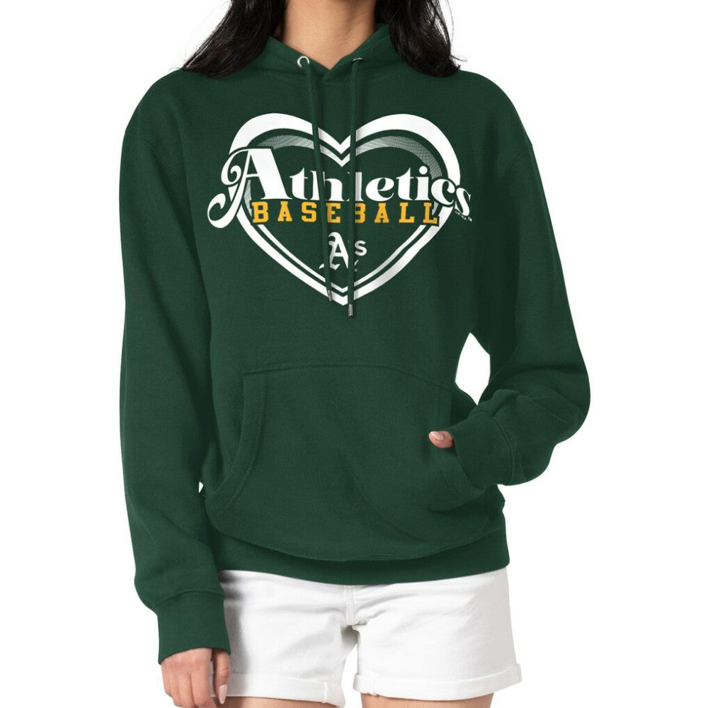 Athletics G-III 4Her by Carl Banks Women's Double Heart Fleece Pullover Hoodie Green
