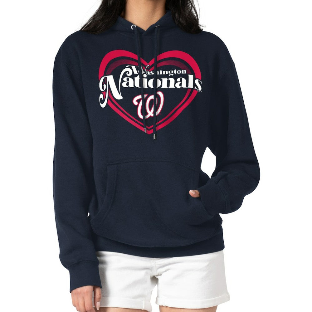 Washington Nationals G-III 4Her by Carl Banks Women's Double Heart Fleece Pullover Hoodie Navy