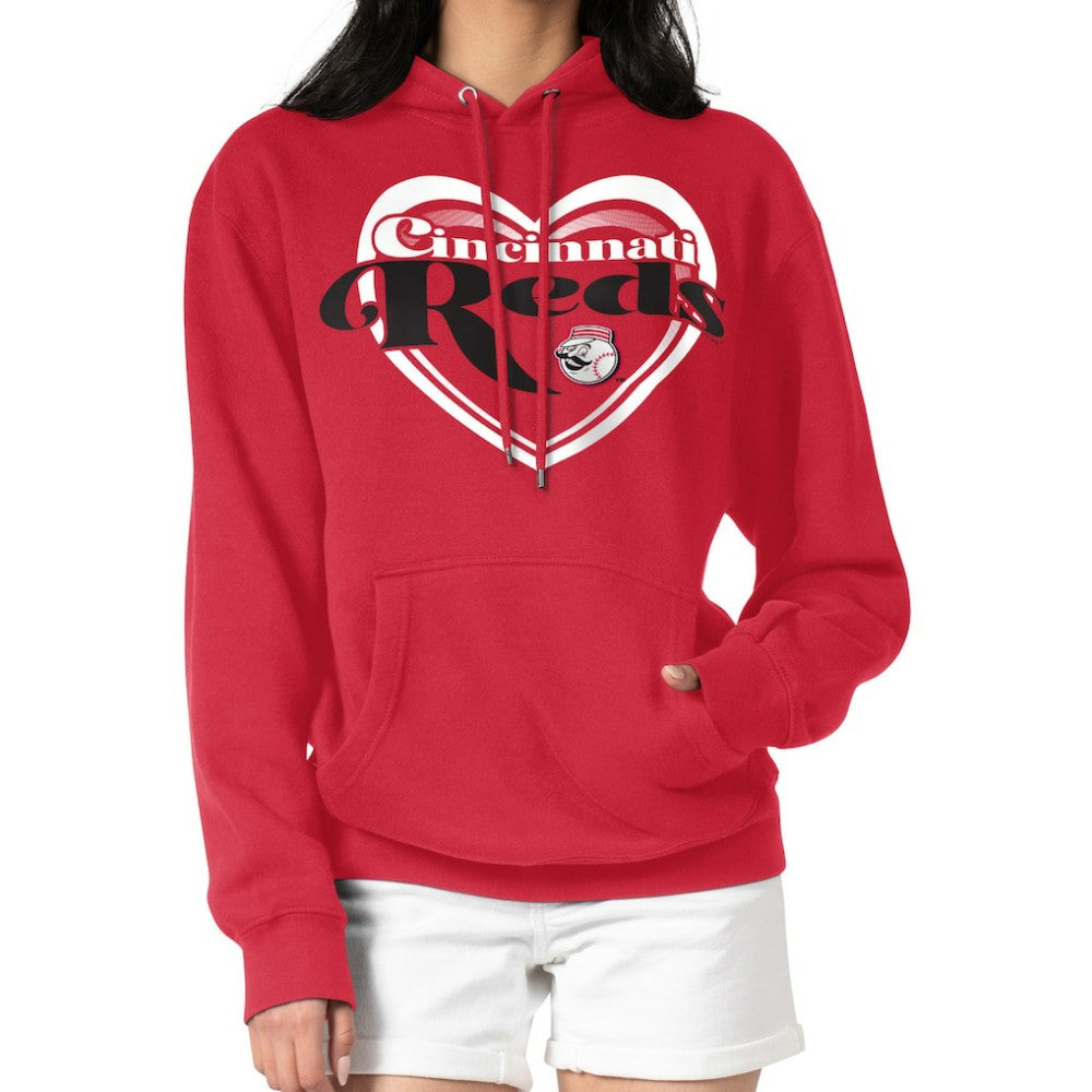 Cincinnati Reds G-III 4Her by Carl Banks Women's Double Heart Fleece Pullover Hoodie Red
