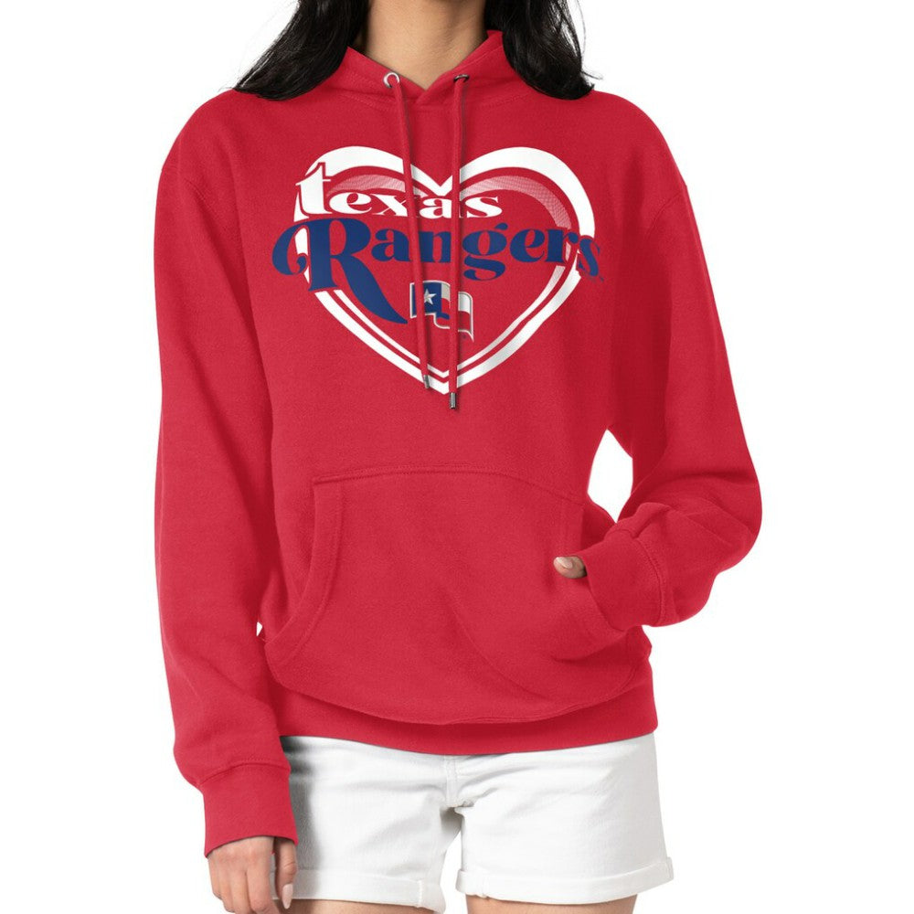 Texas Rangers G-III 4Her by Carl Banks Women's Double Heart Fleece Pullover Hoodie Red