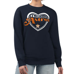 Houston Astros G-III 4Her by Carl Banks Women's Double Heart Fleece Pullover Sweatshirt Navy