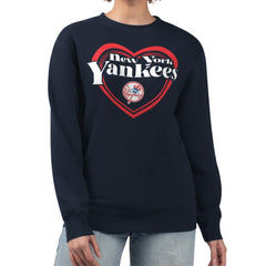 New York Yankees G-III 4Her by Carl Banks Women's Double Heart Fleece Pullover Sweatshirt Navy