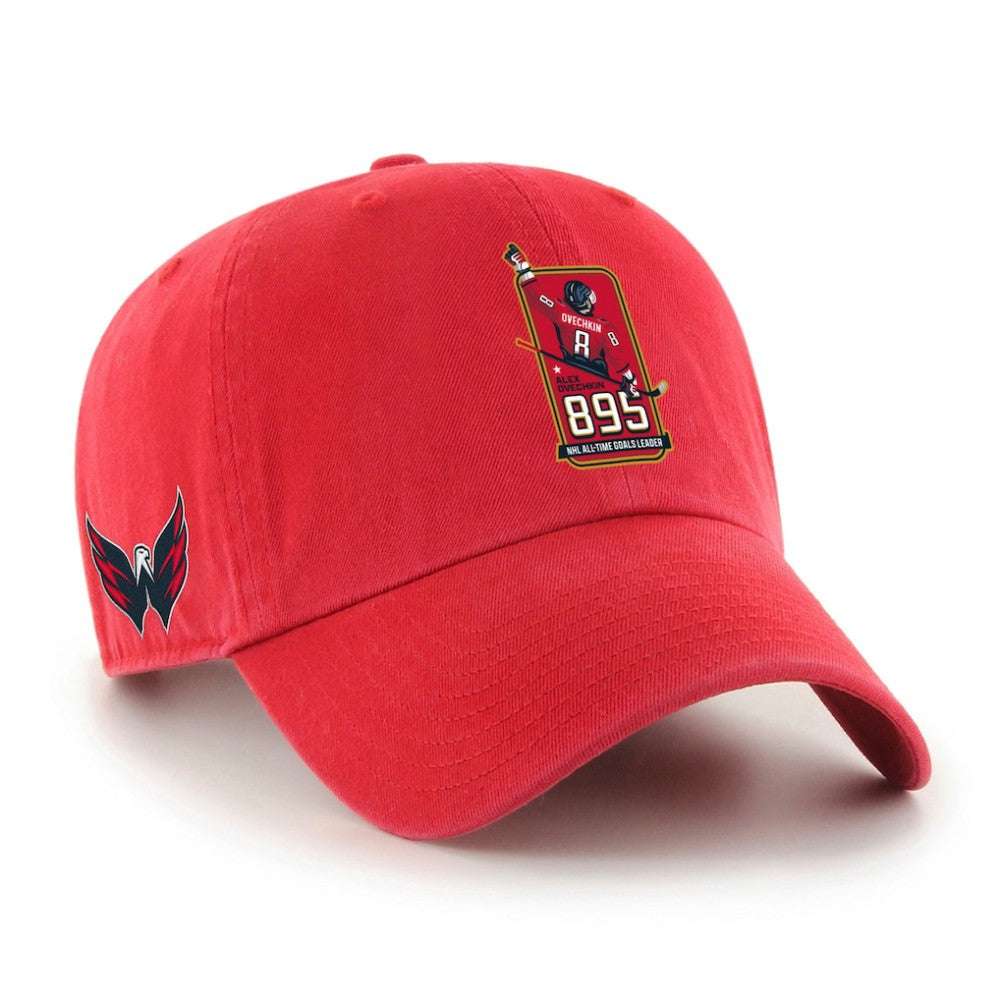 Alexander Ovechkin Washington Capitals '47 895 Most Goals of All Time Clean Up Adjustable Hat - Red Hats