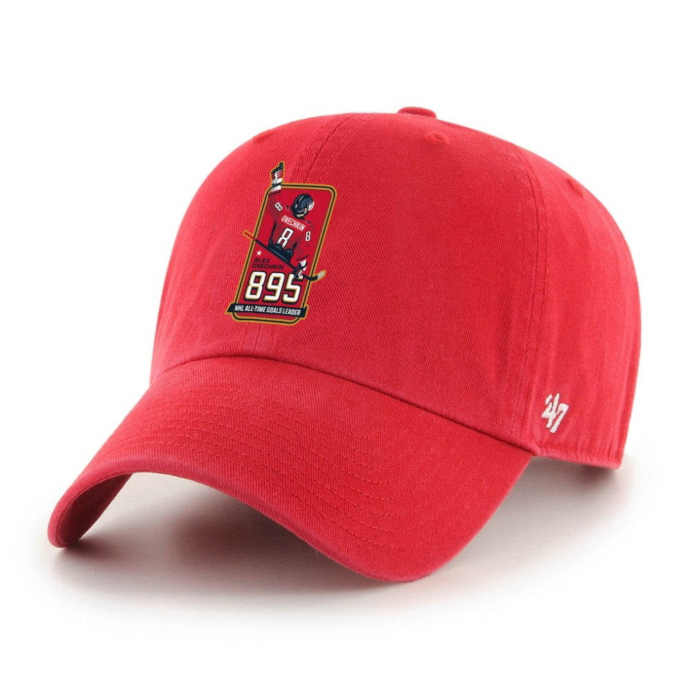 Alexander Ovechkin Washington Capitals '47 895 Most Goals of All Time Clean Up Adjustable Hat - Red Hats