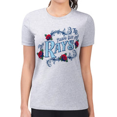 Tampa Bay Rays G-III 4Her by Carl Banks Women's Super-Slim Fit Lightweight Retro Roses T-Shirt Gray