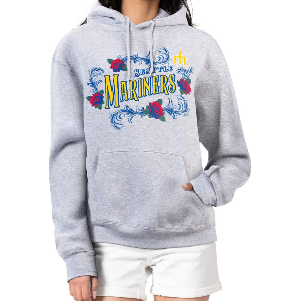 Seattle Mariners G-III 4Her by Carl Banks Women's Retro Roses Fleece Pullover Hoodie Gray