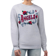 Los Angeles Angels G-III 4Her by Carl Banks Women's Retro Roses Fleece Pullover Sweatshirt Gray