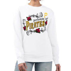 Pittsburgh Pirates G-III 4Her by Carl Banks Women's Retro Roses Fleece Pullover Sweatshirt White