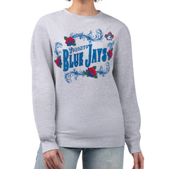 Toronto Blue Jays G-III 4Her by Carl Banks Women's Retro Roses Fleece Pullover Sweatshirt Gray