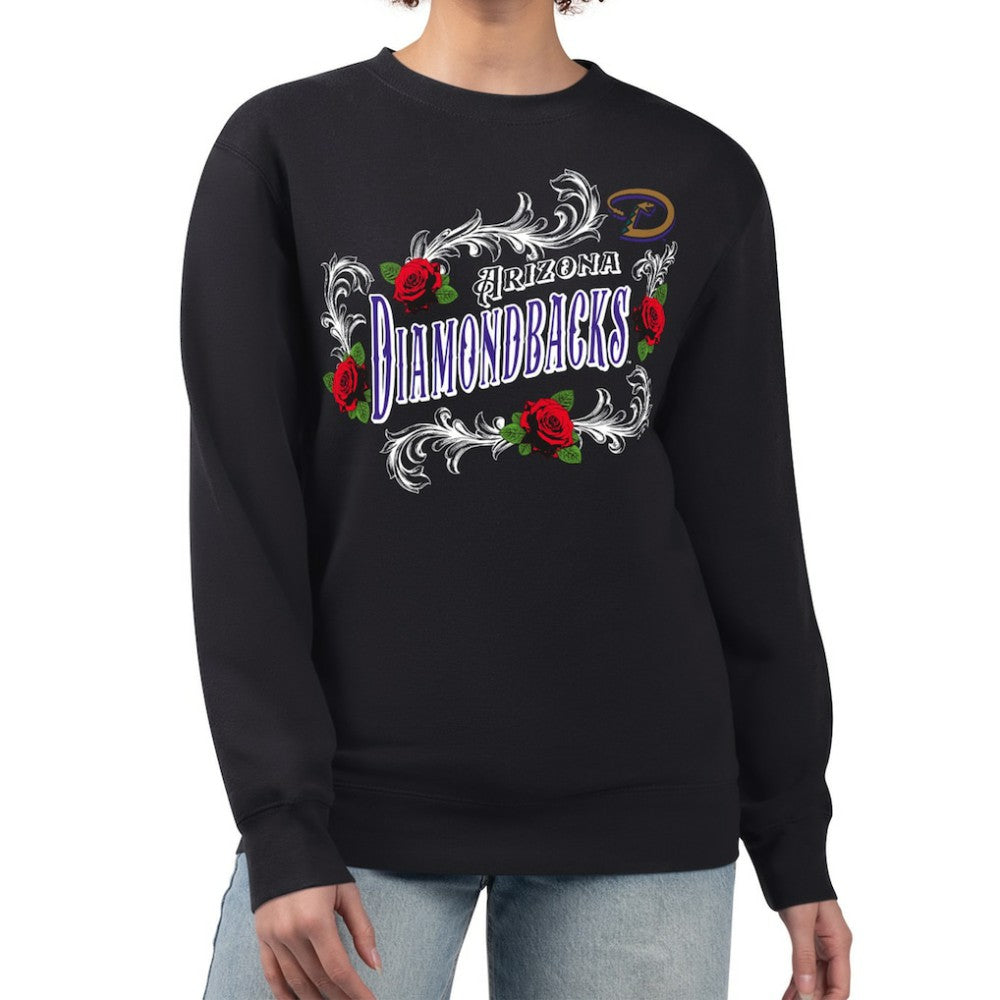 Arizona Diamondbacks G-III 4Her by Carl Banks Women's Retro Roses Fleece Pullover Sweatshirt Black
