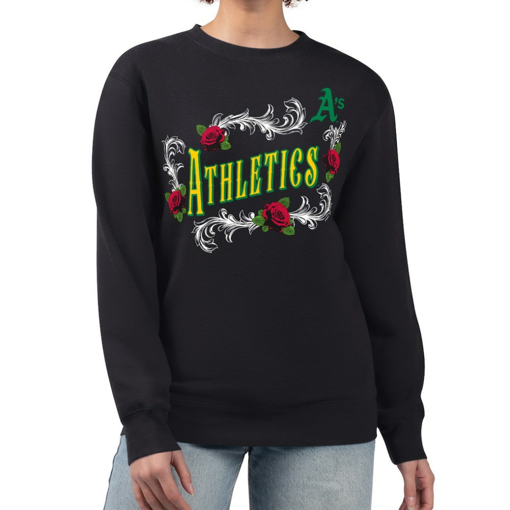 Athletics G-III 4Her by Carl Banks Women's Retro Roses Fleece Pullover Sweatshirt Black