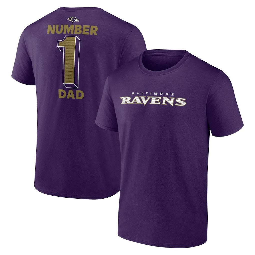 Baltimore Ravens #1 Dad Jersey T-Shirt - Purple on sale