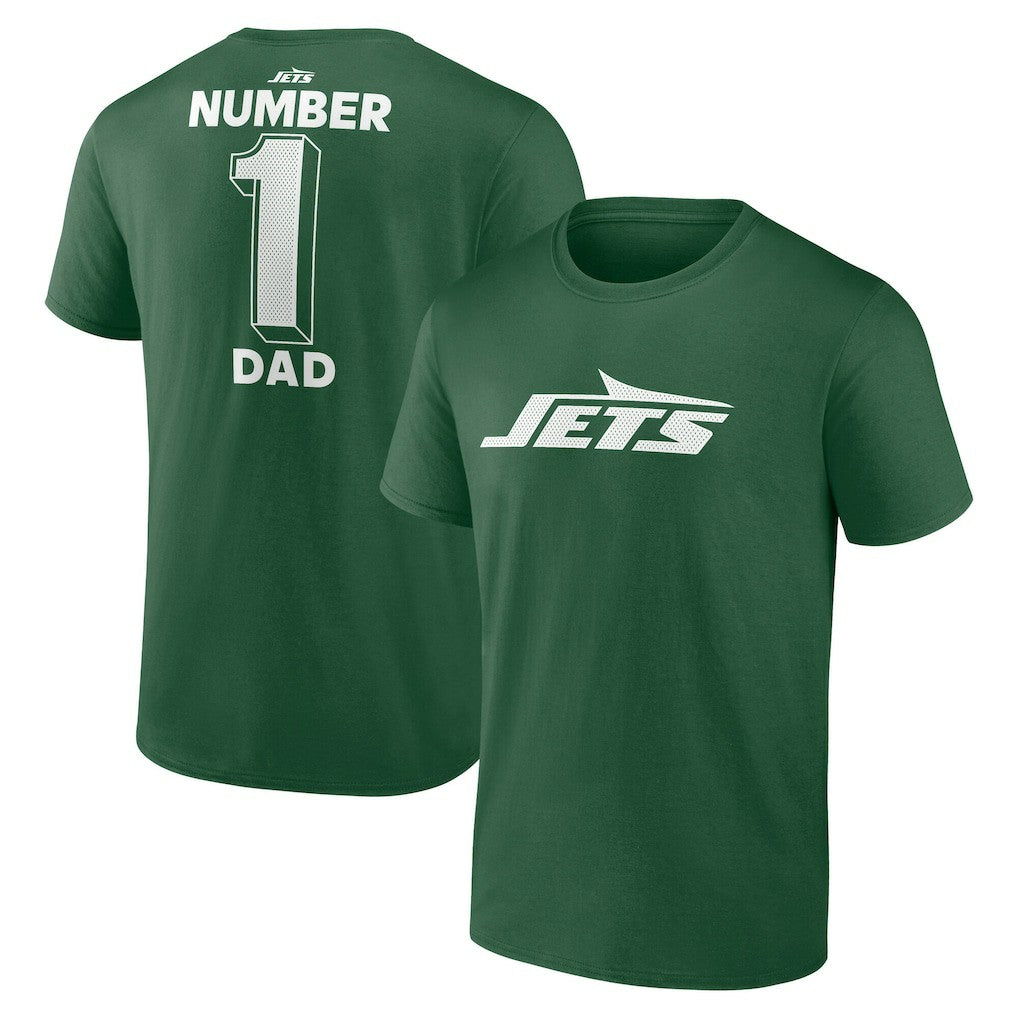 New York Jets #1 Dad Jersey T-Shirt - Green for sale