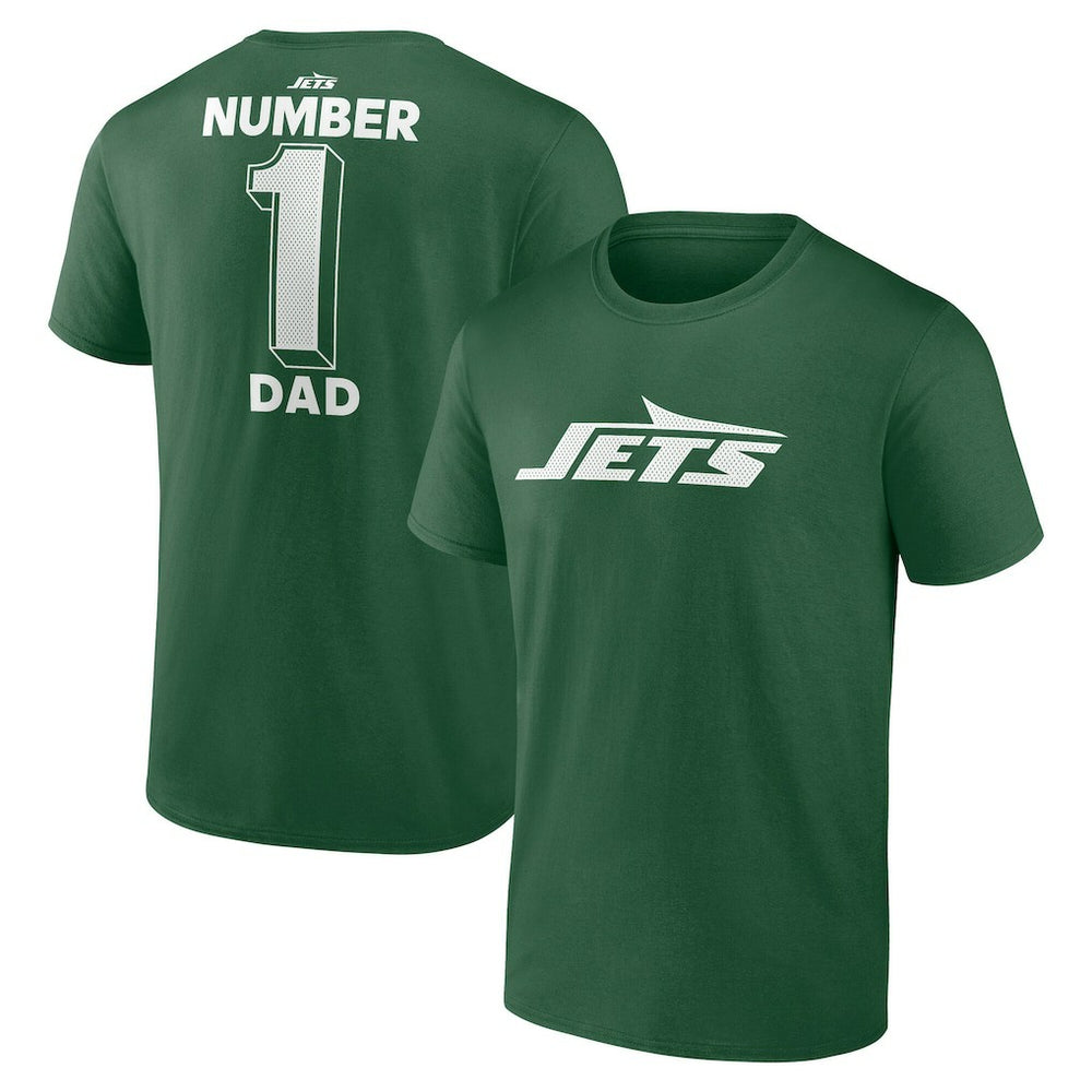 New York Jets #1 Dad Jersey T-Shirt - Green for sale
