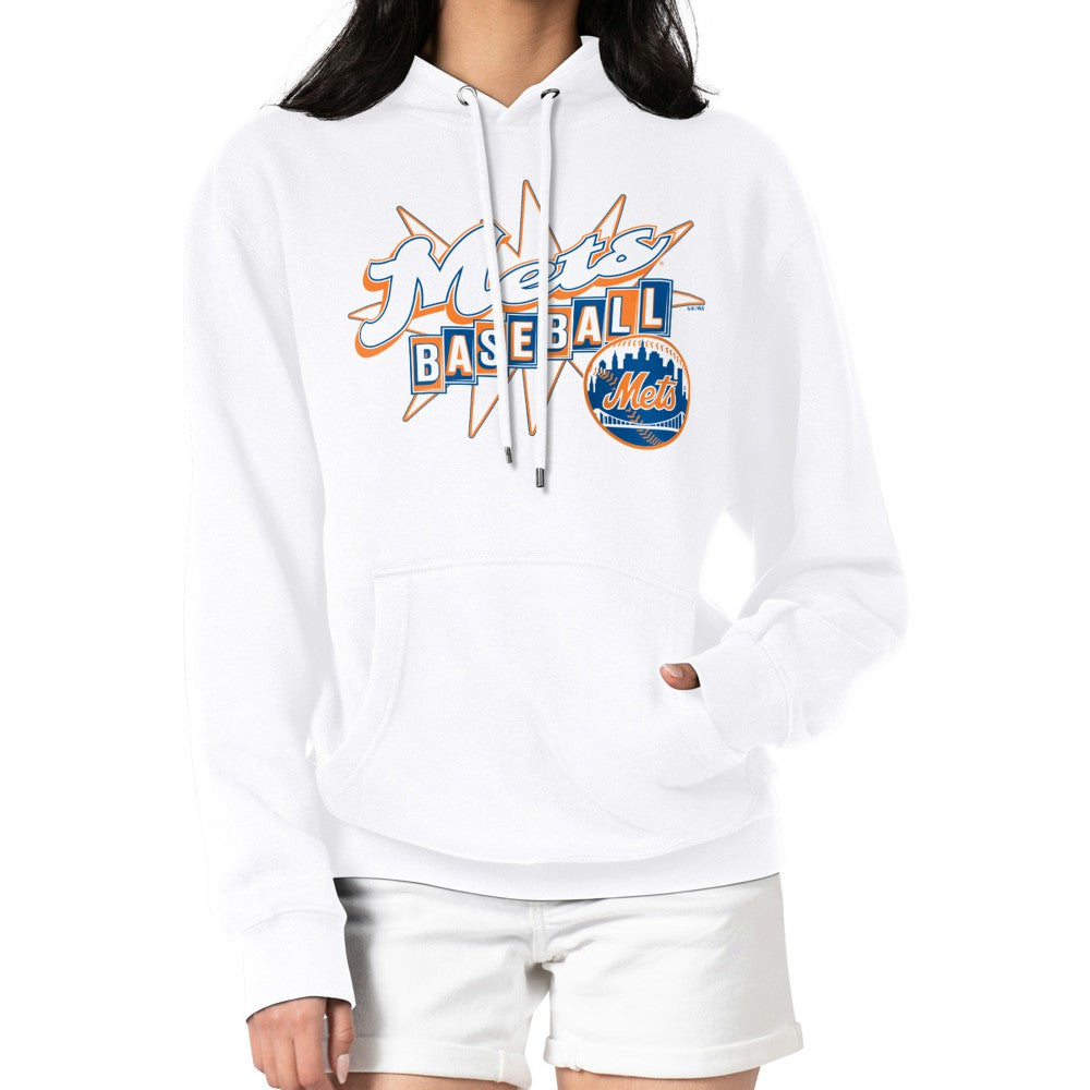 New York Mets Starter Women's Drive-In Pullover Hoodie White